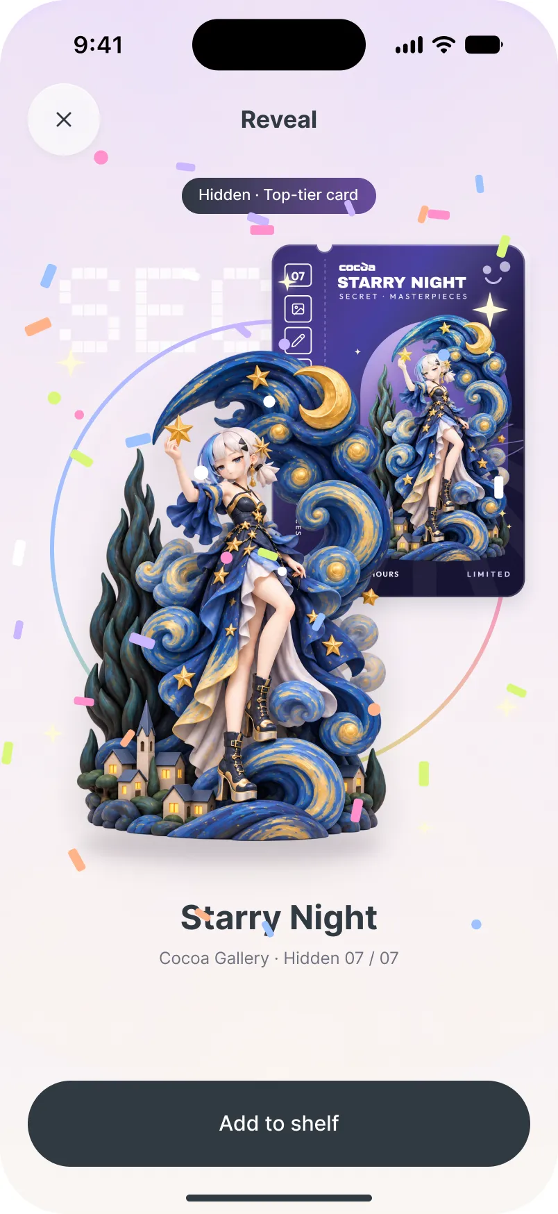 The reveal: Starry Night, the hidden figure, with its top-tier card