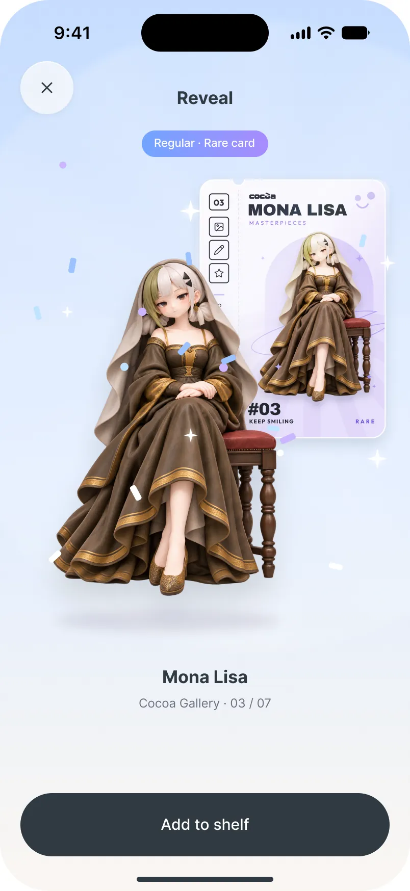 The reveal: Mona Lisa with a Rare card